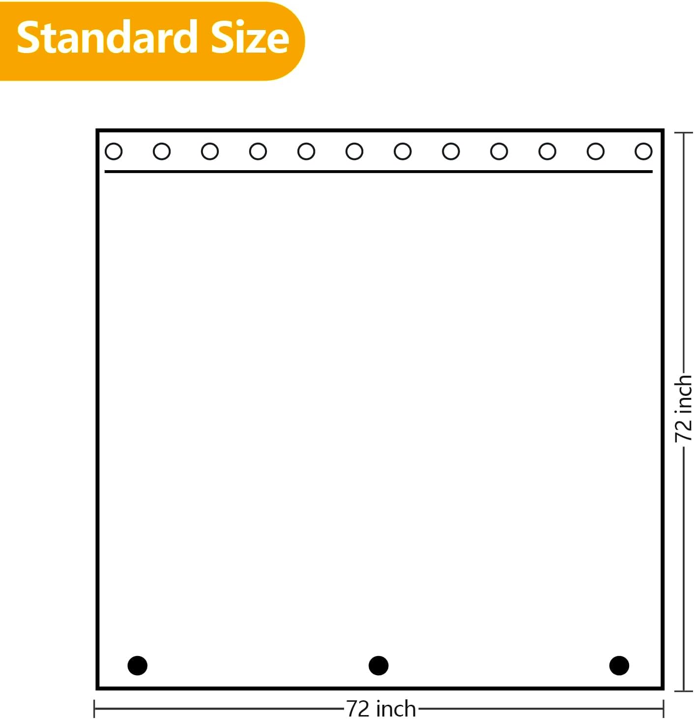 Seenus Waterproof Shower Curtain Liner - Odorless Hotel Quality, 72 x 72 Inch, Washable White with 3 Extra-Large Magnets