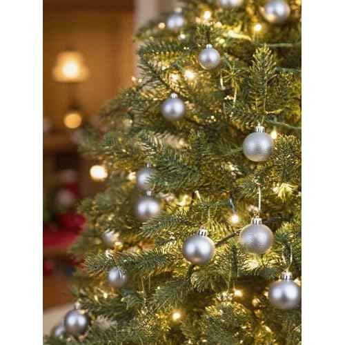 24 Mini Shatterproof Christmas Balls, 3cm/1.1'' Xmas Tree Ornaments Hanging Ball for Birthday Halloween Holiday Wedding Party Decorations (Silver)