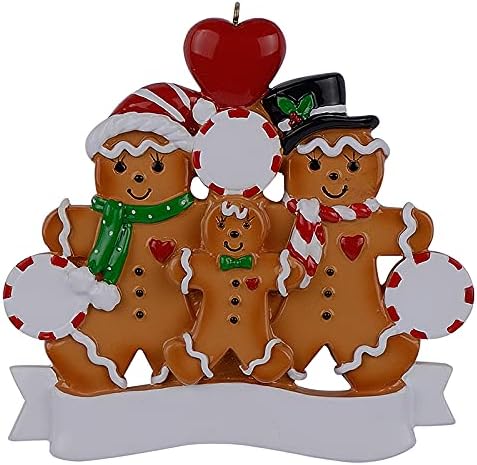 Personalized Gingerbread Family of 6 Christmas Ornaments - Unique Keepsake Gifts