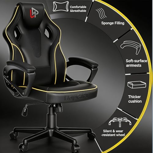 Gaming Chair Ergonomic PC Racing Chair with Link Armrest - Black