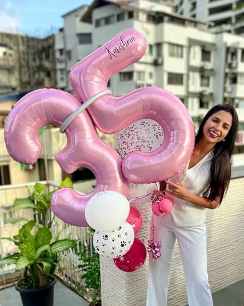Pearlescent Pink Number 28 Balloons 40 inch, 28 Number Balloons, 28th Birthday Decorations, 28 Year Old Women Pastel Pink Party Supplies