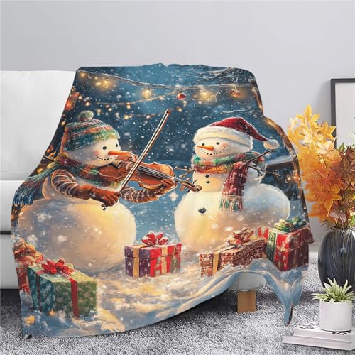 Snowman Blanket Christmas Throw Blanket Soft Cozy Warm Fuzzy Fleece Lightweight Plush Merch Snowman Decor Gifts for Lover Man Woman Boy Girl Couch Bedding Sofa 50"X40"