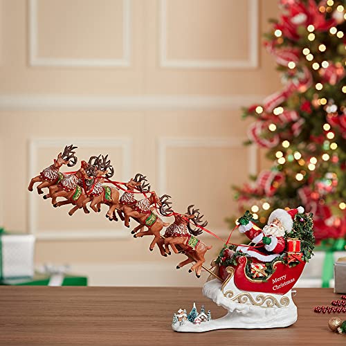 Kurt Adler 24in Musical Santa with 8 Reindeer Set