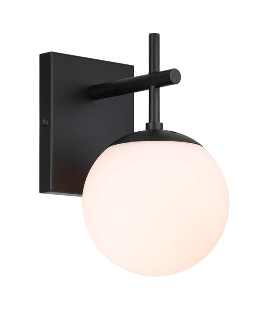 XiNBEi Lighting Globe Sconce Light, Mid Century Black Bathroom Sconce Wall Lighting Indoor 1 Light Glass Wall Sconce for Loft Bath Bedroom Hallway XB-W1320-1-MB