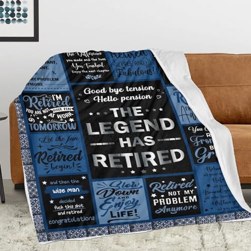 HJKGYHBJ Retirement Gifts for Men 2025, Retirement Blanket Gifts for Men, Best Retirement Gifts Ideas, Coworker Leaving Gift Retired Throw Blankets 50"X60"