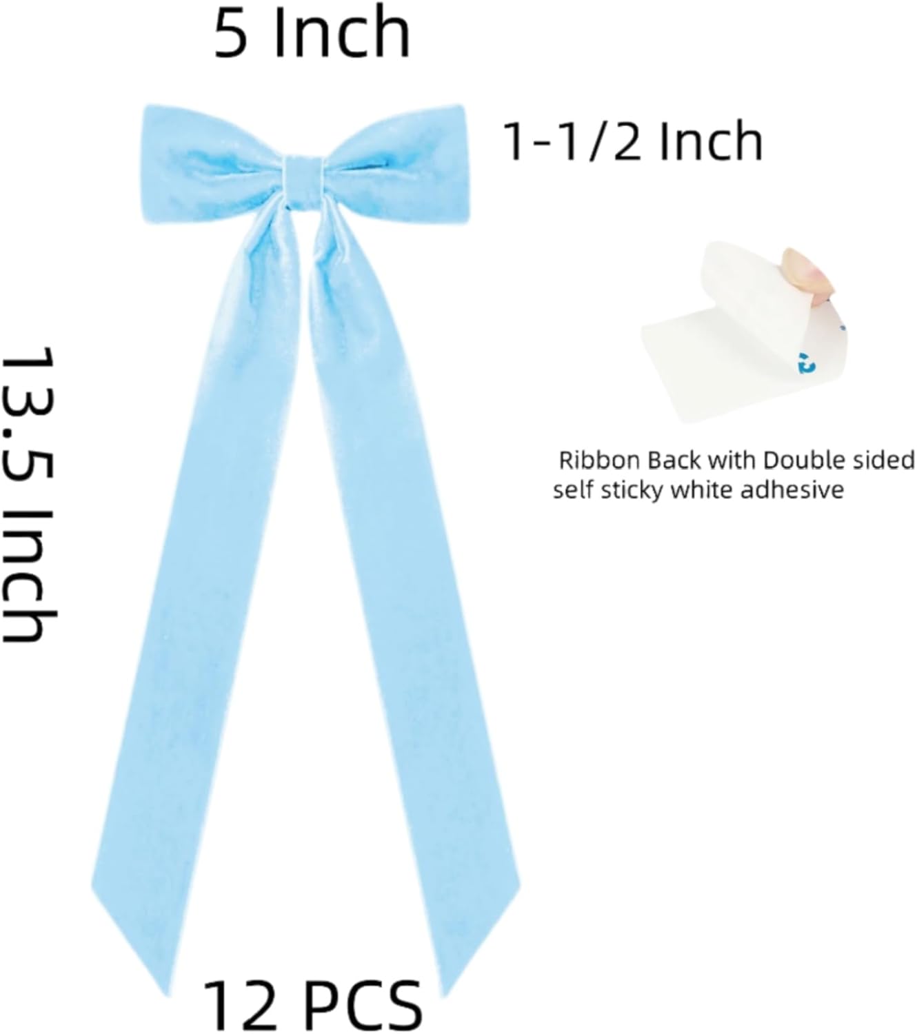 Meseey Candlestick Holders - 12 Pcs Baby Blue with Decorative Velvet Bows | 5x13.5 Inch Centerpieces for Events