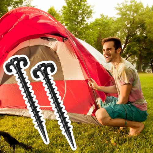 Fabulas 16 Pcs Black Inflatable Stakes - 7.7 Inch Tent & Holiday Yard Anchors