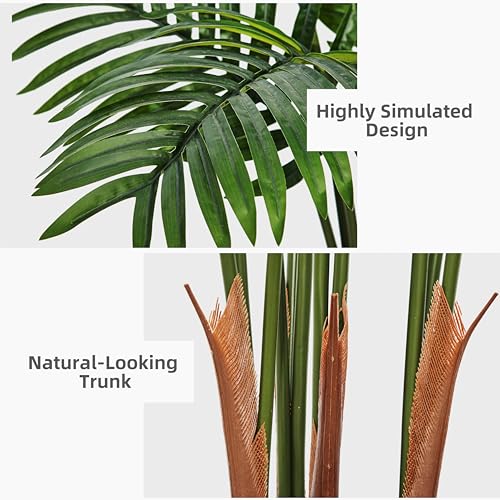 Black 6ft Artificial Palm Tree with Planter - Realistic Faux Indoor Tree