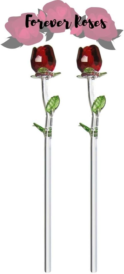 Crystal Red Roses Heart Vase Set - Forever Rose Collection for Valentine's, Mother's Day & Birthdays - 8" H