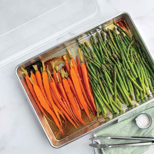 Extra Large High-Sided Baking Pan with Lid - 21x15 Inch Uncoated Aluminum Oven-Safe