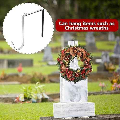 Christmas Headstone Wreath Hanger- Fit 6"-11" Adjustable Cemetery Tombstone Wreath Holder- Stainless Steel Cemetery Gravestone Wreath Stand for Christmas Easter Memorial Day Gravestone Decoration