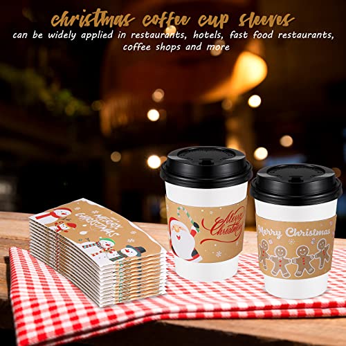Remerry 125 Disposable Christmas Coffee Cup Sleeves Classic Holiday Design