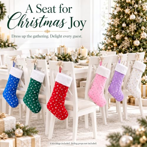 6 Pack Christmas Stockings, Colorful Snowflake Set for Family Holiday