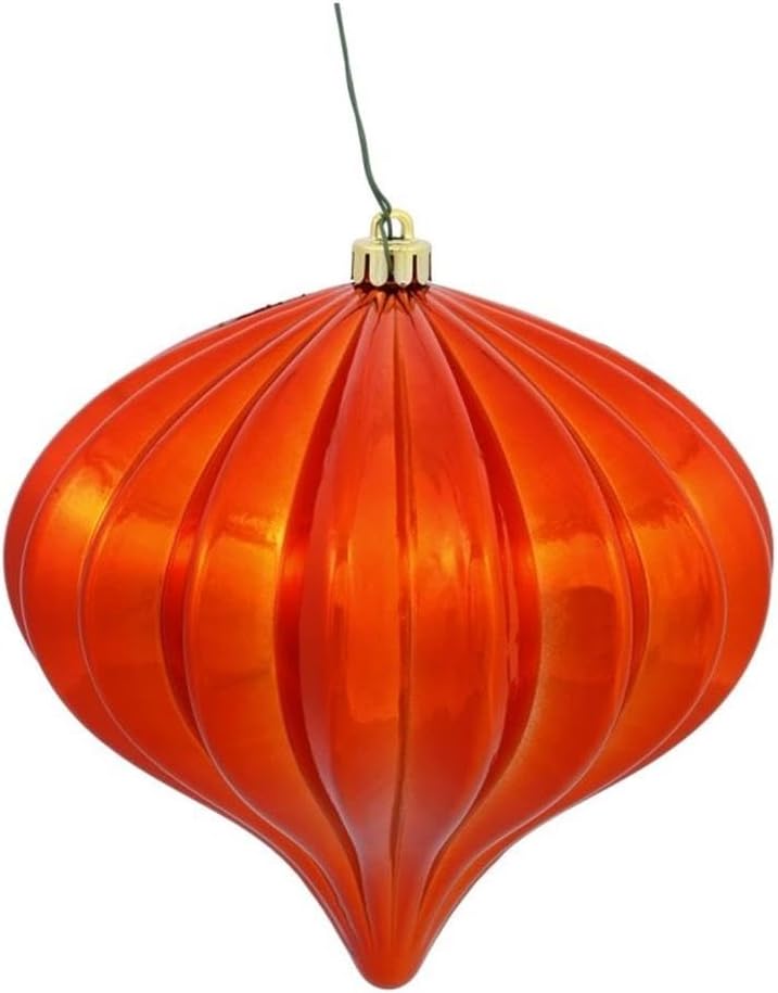 Burnished Orange Matte Onion Christmas Ornaments - UV Treated, Set of 3 by Vickerman