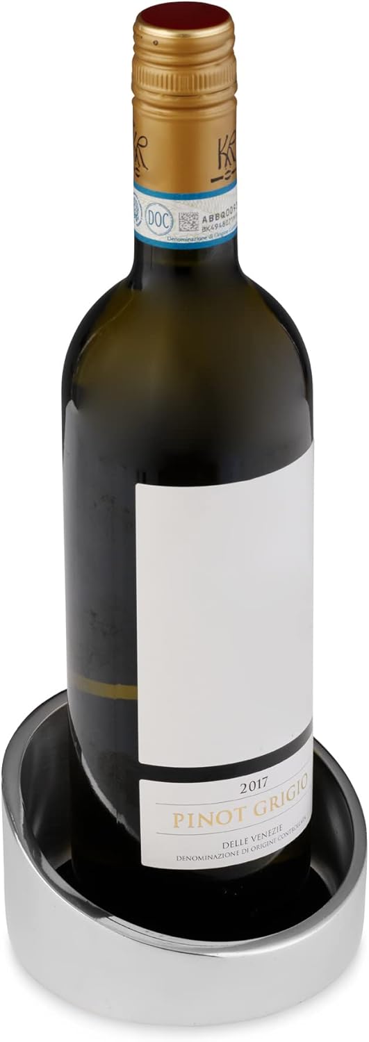 nambe Tilt Wine Coaster | Wine Bottle Chilled Coaster | Double Wall Insulated Wine Coaster | Keep Wine at Perfect Temperature | Drink Coasters for Beer and Wine | Counter Décor Wine Accessories