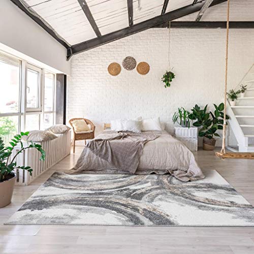 LUXE WEAVERS Lagos Collection 5070 Grey 4X5 Geometric Area Rug