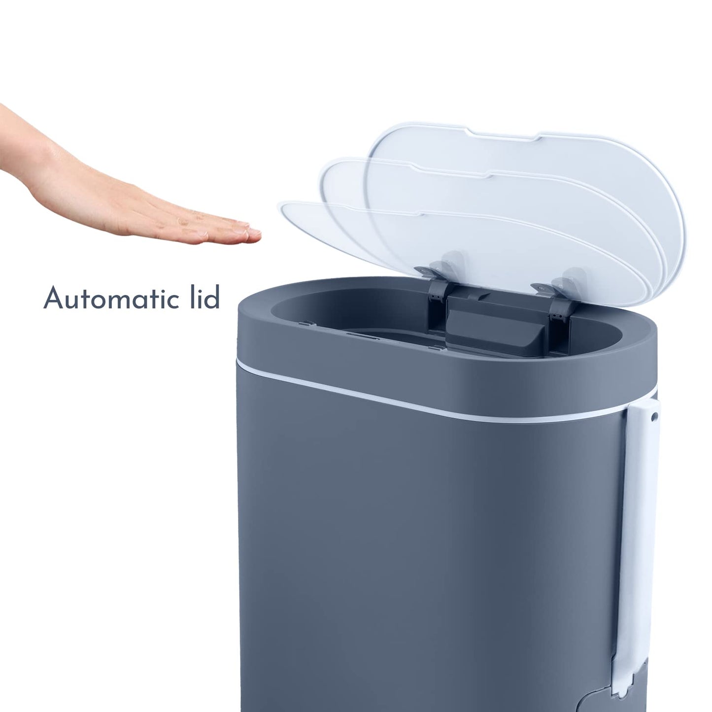 ELPHECO Bathroom Slim Plastic Trash Can with Toilet Brush 2.5 Gallon Waterproof Smart Garbage can with lid Motion Sensor Waste Bin Automatic Garbage Bin for Bathroom(Grey)