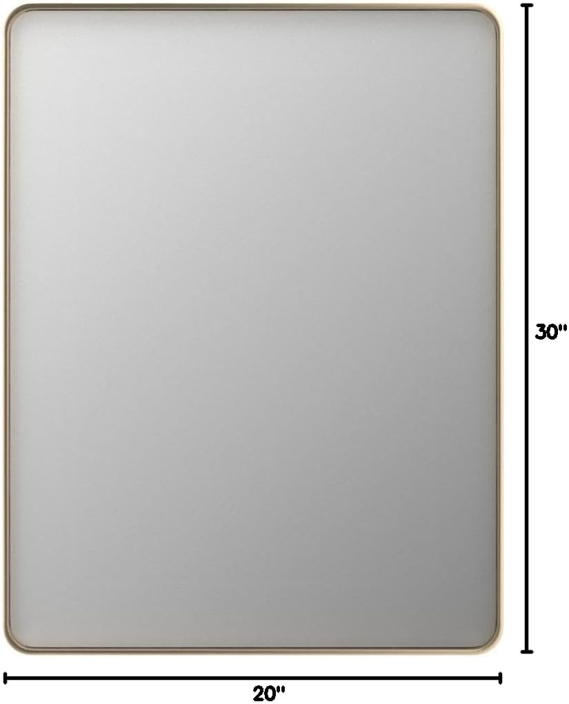 LOAAO Gold Bathroom Mirror - 20”X30” Rounded Rectangle Design, Wall-Mounted, Anti-Rust Finish