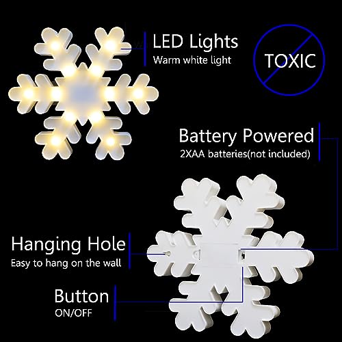 Snowflake Marquee Sign Christmas Lights, LED Night Lights Table & Wall Lamp for Bedroom, Kids' Room, Nursery Room, Home, Christmas Decorations - White Snowflake