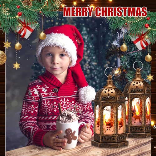 Threan 12 Pcs Christmas Lanterns Centerpiece Decor - Bronze Gold Variant