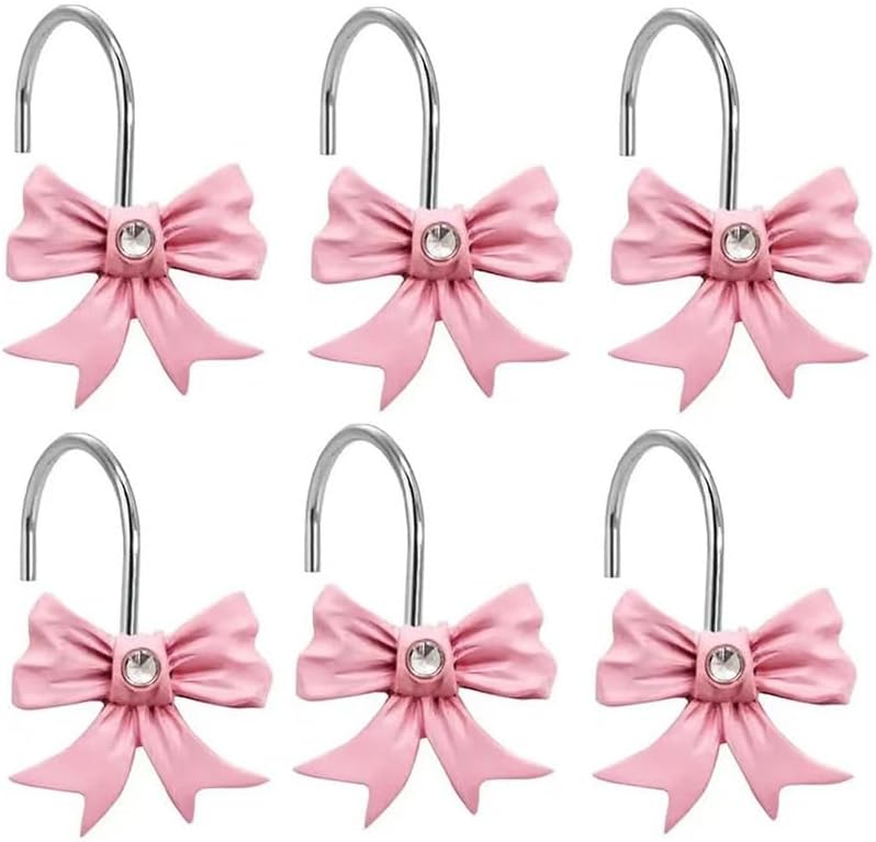 Skiennix Decorative Shower Curtain Hooks - Rust Resistant Bow Tie Design | Pack of 12 for Bathroom Elegance