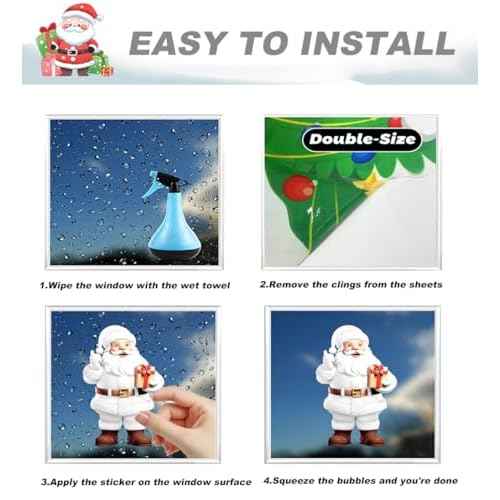 190PCS Christmas Window Clings Stickers ? Holiday Decals for Home, Office, Classroom & Glass Decor, Reusable Decoracion de Navidad