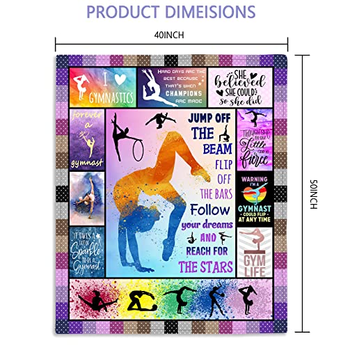 Gymnastics Gifts Blanket 50"x40", Gymnastic Gift for Girls, Gym Room Decor, Gym Party Present Decorations, Birthday Christmas Party Gift Ideas for Teens Kids Daughter Granddaughter