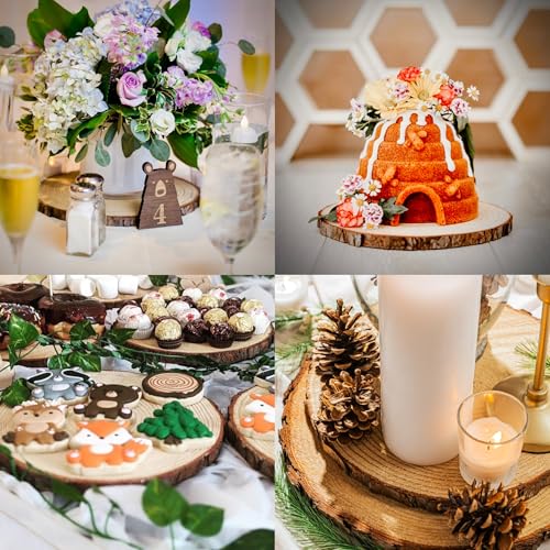 Medium Wooden Slices for Centerpieces - Set of 10 9-11 Inch Rustic Wood Decor