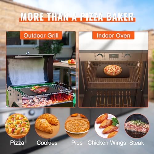 16x14.5 Inch Rectangular Pizza Steel Plate for Oven and Grill - Heavy Duty Pre-Seasoned Carbon Steel Baking Stone