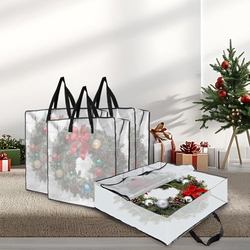 Garvee 26-Inch 8-Pack Clear Wreath Storage Bags with Zipper, 66x66x22cm