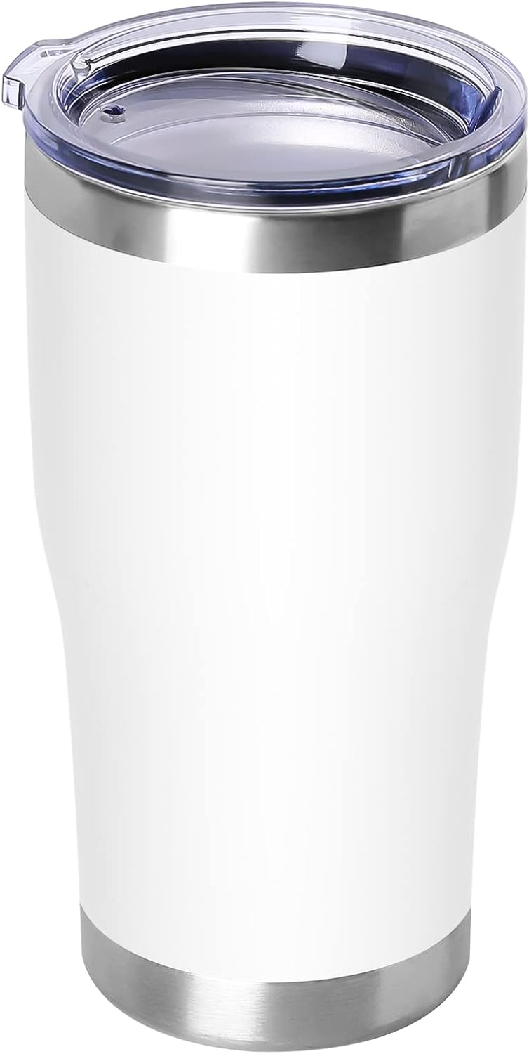 DOMICARE 20oz Tumbler with Lid Stainless Steel Tumblers Bulk, Double Wall Vacuum Insulated Coffee Travel Mug Powder Coated Tumbler, 8 Pack Purple