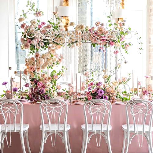 Pearl Beads Garland, 6mm String of Pearls, 82FT Pearl Garland for Christmas Tree, Christmas Faux Pearls Strand Roll for DIY Craft Xmas Wedding Party Supplies Flowers Decoration (White)