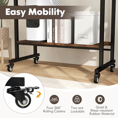 Tangkula Rolling Computer Desk Cart with Keyboard Tray, Mobile