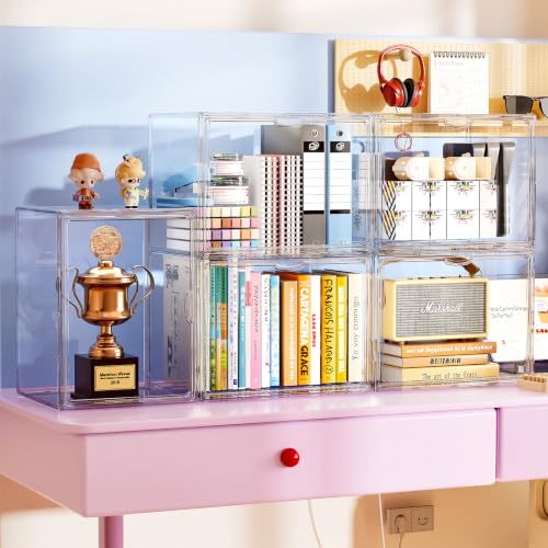 MSHOMELY 4 Pack Tall Boot Storage Organizer - Clear Stackable Shoe Boxes for Up to 15 Inch Boots