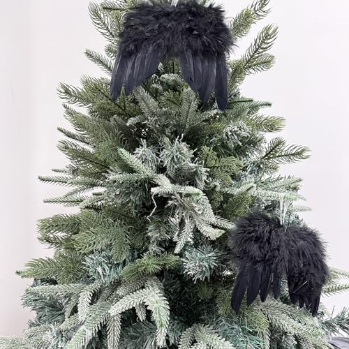 Kesywale 10Pcs Black Angel Wings Christmas Tree Ornaments 6.7" x 5.1" for DIY Decor