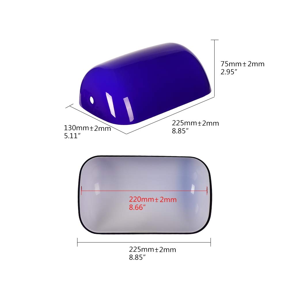 Newrays Glass Bankers Lamp Shade Cover Replacement,L8.85 W5.11 (Blue)