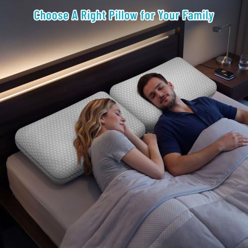 CushyOasis Memory Foam Bed Pillows Set of 2 - Standard Size, Supportive & Washable