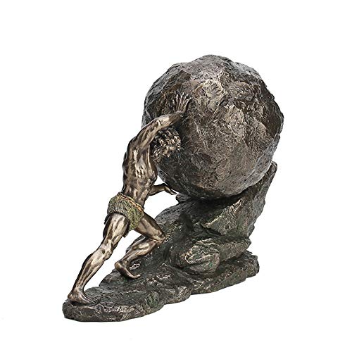 Sisyphus and The Eternal Boulder Sculpture - Cold Cast Bronze Finish, 8 1/8 Inch - Home Decor