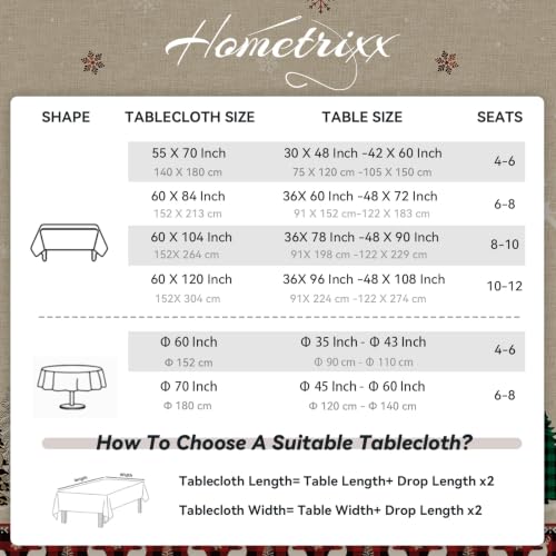 Christmas Tree Sled Elk Plaid Tablecloth 60x84in – Cotton-Linen Look, 84" x 60" Rectangular
