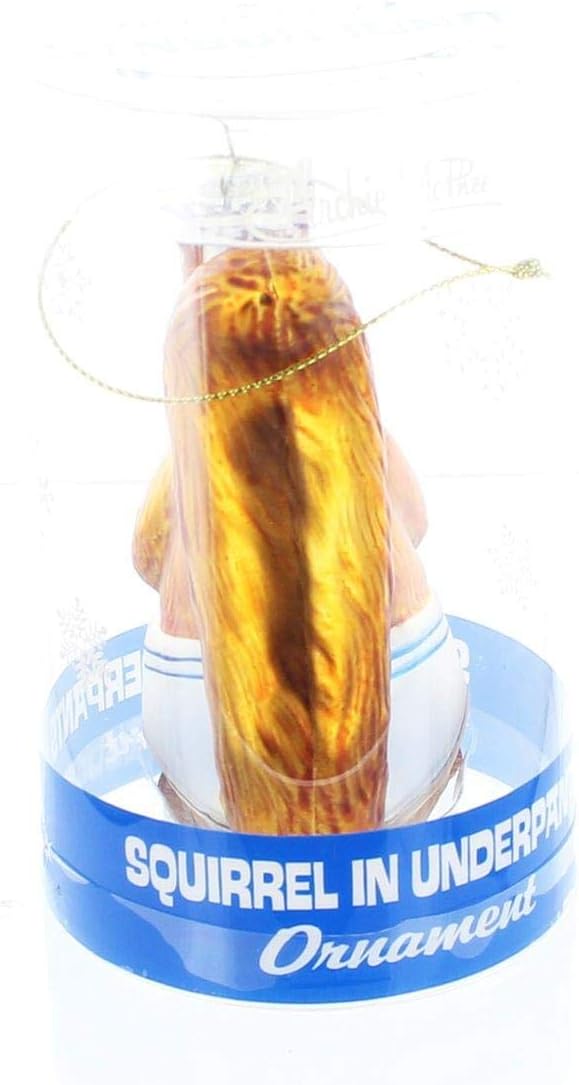 Archie McPhee Squirrel in Underpants Glass Ornament - Fun Christmas Decor
