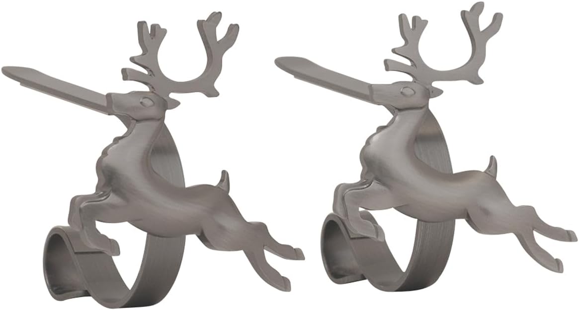 Gold MantleClip Stocking Holders Set - 4-Pack Removable ZINC Alloy Holiday Icons