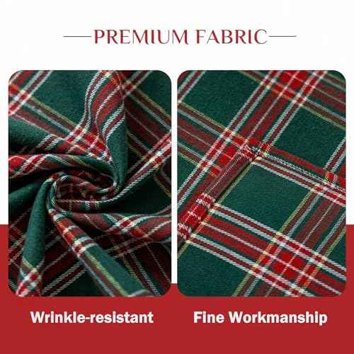 Joyfol Day 13x72 Inch Green Tartan Christmas Table Runner - Stain Resistant & Washable, Holiday Decor for Xmas, New Year's, Winter Dining
