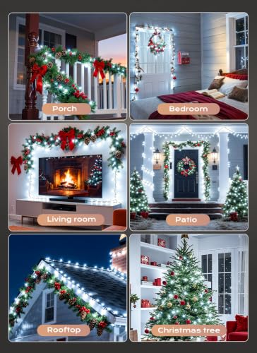 Minetom White LED Christmas String Lights 100 Count 20ft Indoor/Outdoor Decor