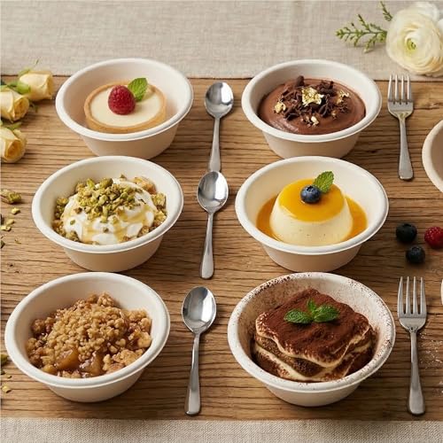 White 8oz Compostable Paper Bowls Bulk - Eco-Friendly, Heavy Duty, Microwave Safe