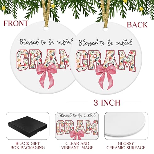 XNXLDYLH Blessing Gram Christmas Tree Ornament for Grandma from Grandkids - 3x3 Inch Ceramic Gift