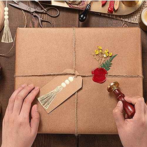 Happyay 12 Pcs Jute Rope Tassel with 3 Wood Beads, Farmhouse Beads with Tassel Ornaments Hanging Decoration for Closet Door Knob Decor