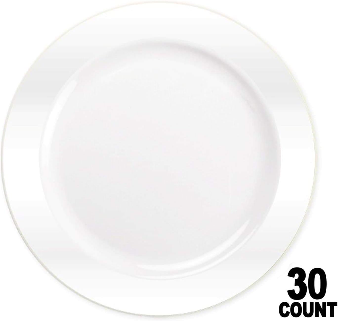 Premium 9-Inch Heavyweight Plastic Plates - Crystal Clear Wedding & Party Dinnerware, 30 Count