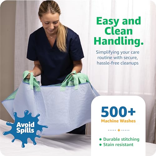 Improvia Bed Positioning Pad with Handles - 34x52 Inch Reusable Waterproof Bed Pad, Green, Pack of 2