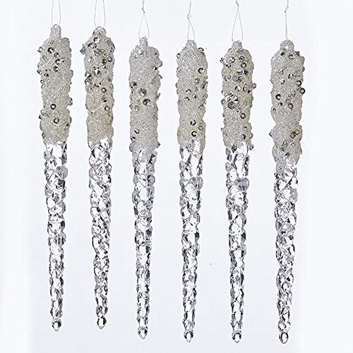 Kurt Adler 6" Plastic Icicles W/Glitter 6Pc