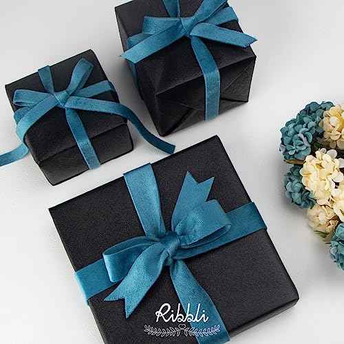 Ribbli Dusty Turquoise Blue Velvet Ribbon Double Faced 3/8 Inch 10-Yard Spool Dusty Blue Ribbon Use for Christmas Tree Ornaments Gift Wrapping Wreath Decoration Wedding Boutonnieres